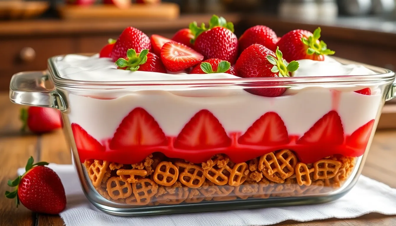 Easy Strawberry Pretzel Salad Recipe: 3-Layer Sweet & Salty Dessert 3