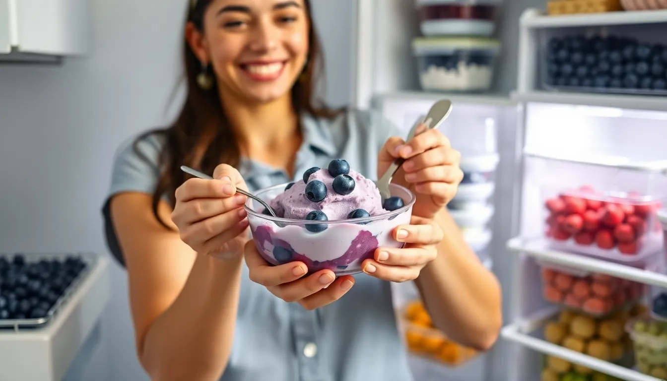 Homemade Blueberry Frozen Yogurt Recipe (No Ice Cream Maker Needed!) 7