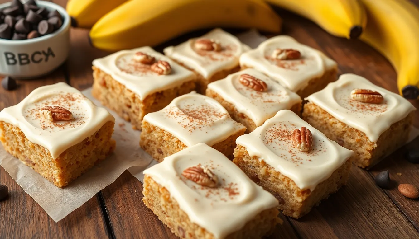 Easy Banana Bars with Cream Cheese Frosting (One Bowl Recipe!) 12 Easy Banana Bars with Cream Cheese Frosting (One Bowl Recipe!) 11