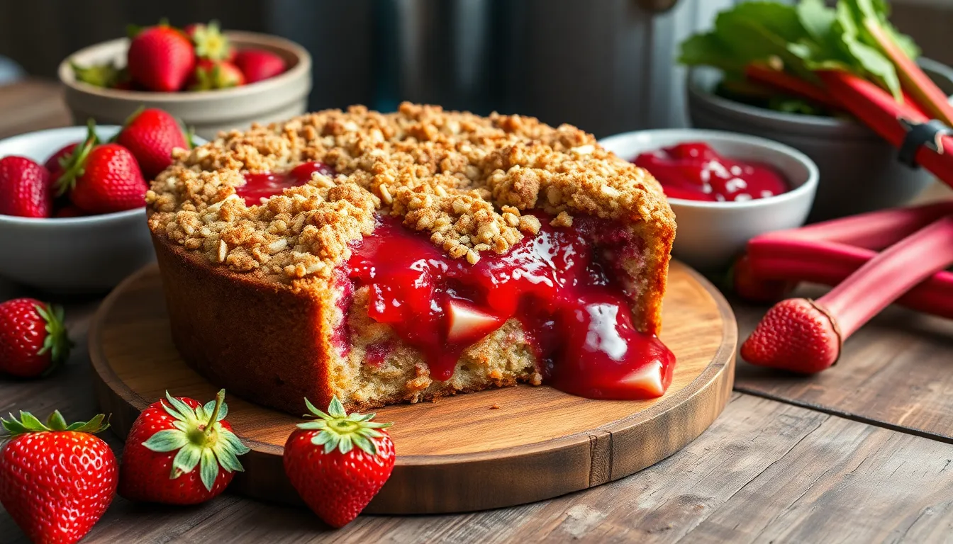 Easy Strawberry Rhubarb Coffee Cake Recipe (Perfect for Brunch!) 11