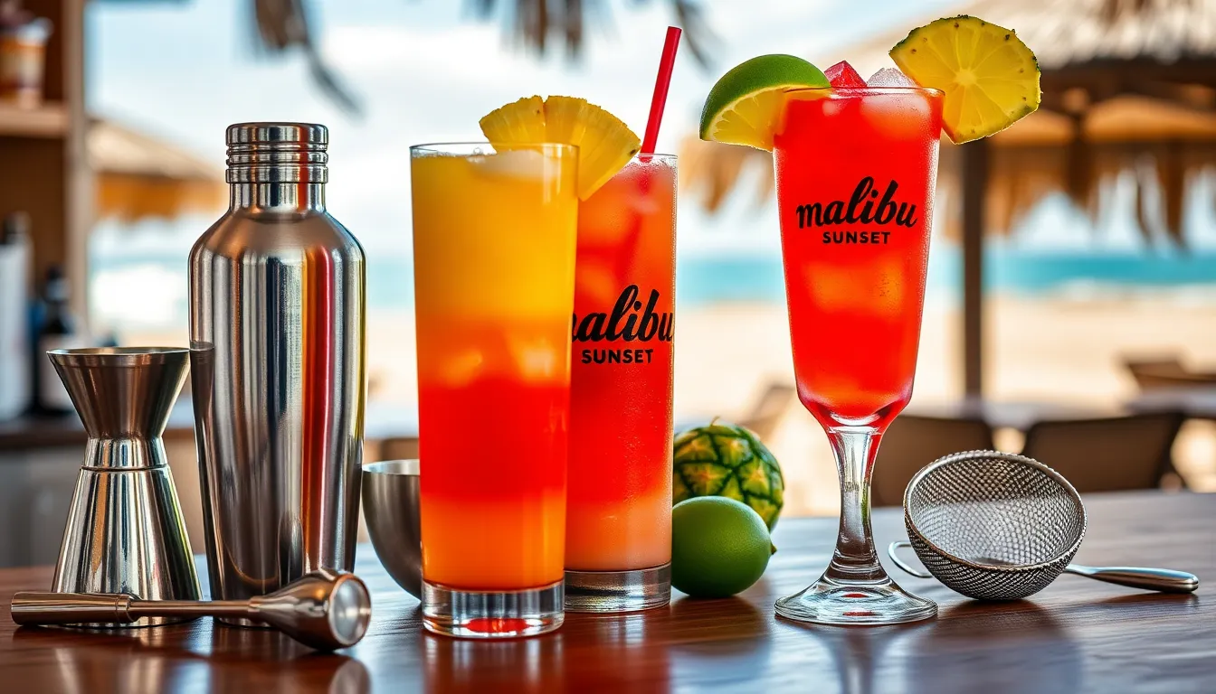 How to Make the Perfect Malibu Sunset Cocktail: Easy Layered Tropical Drink Recipe 2 How to Make the Perfect Malibu Sunset Cocktail: Easy Layered Tropical Drink Recipe 1