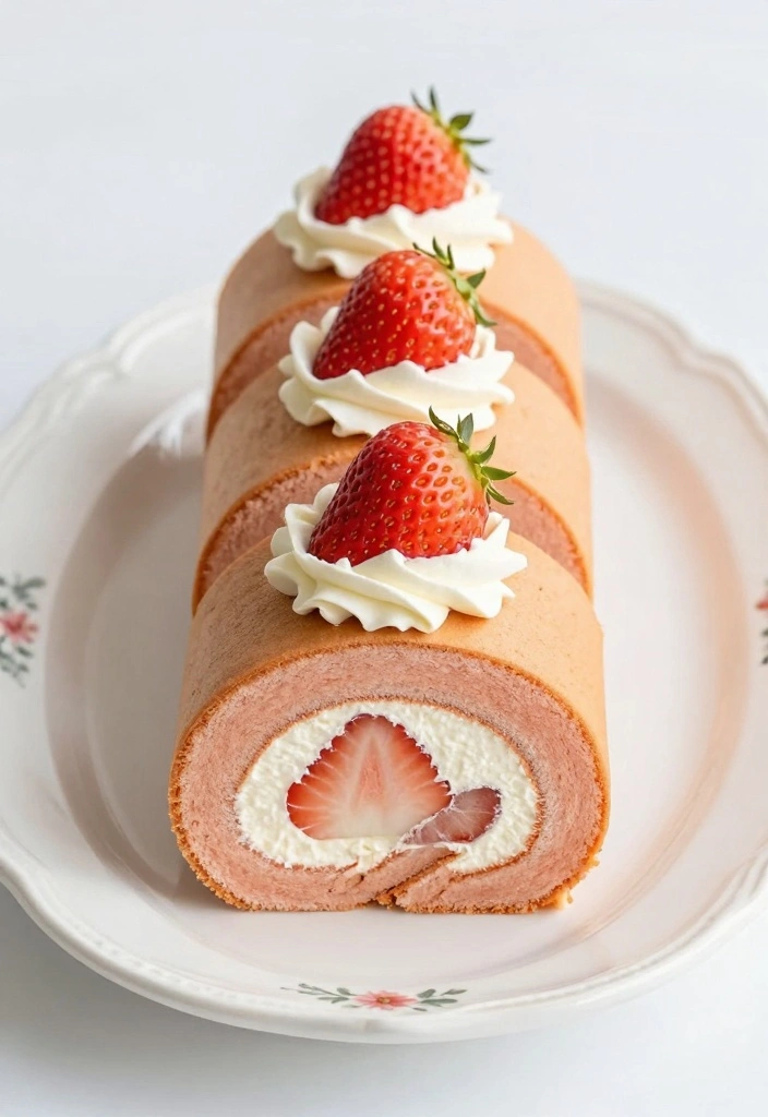 10 Cake Roll Recipes for Soft Sweet Filled Desserts 12 10 Cake Roll Recipes for Soft Sweet Filled Desserts - 2. Strawberries and Cream Cake Roll
