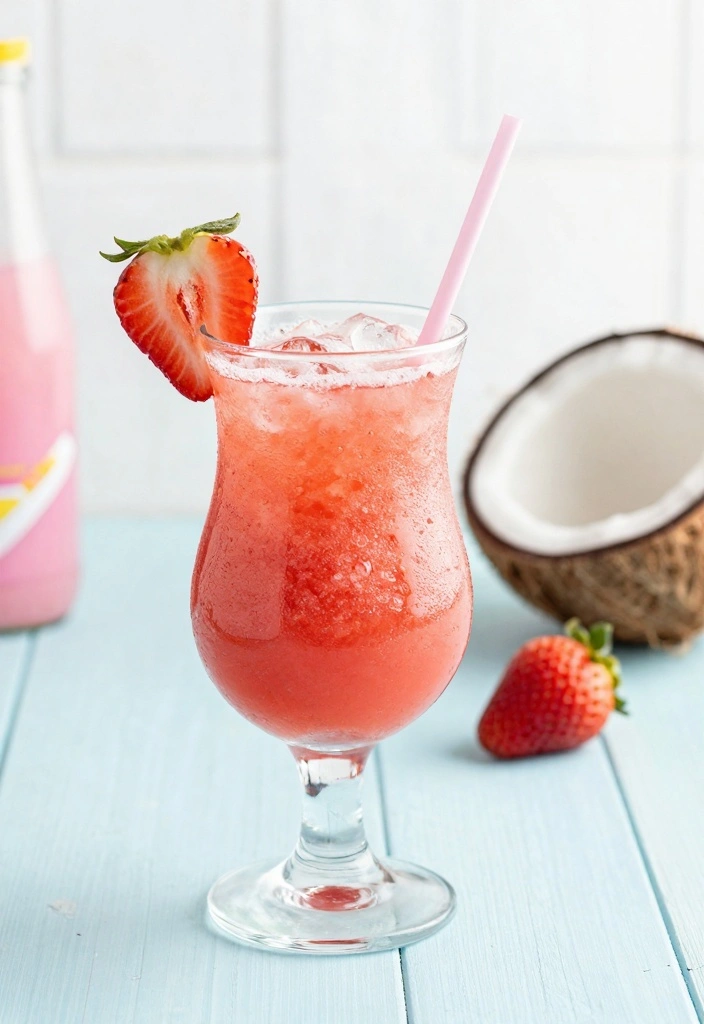 10 Coconut Cocktail Recipes for Creamy Tropical Island Flavor 34 10 Coconut Cocktail Recipes for Creamy Tropical Island Flavor - 4. Coconut Strawberry Daiquiri