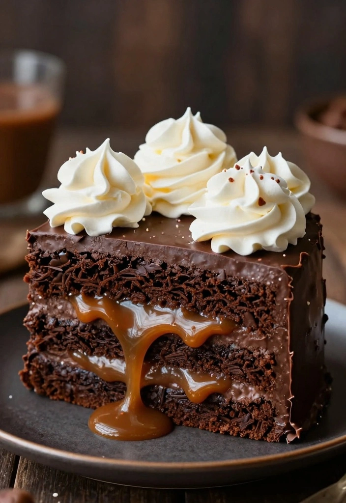 10 Filled Cake Recipes for Creamy Flavorful Layers 23 10 Filled Cake Recipes for Creamy Flavorful Layers - 3. Salted Caramel Chocolate Cake