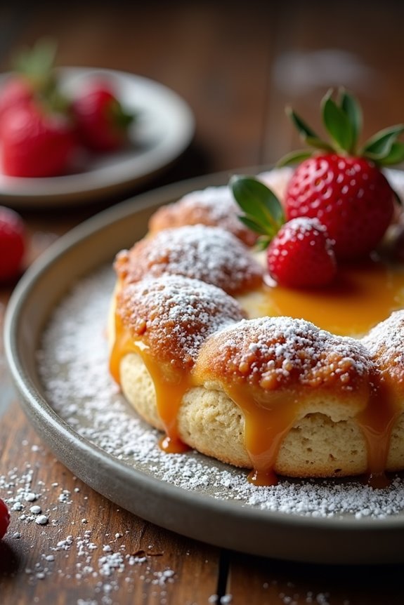 batter forms with fruit crumble