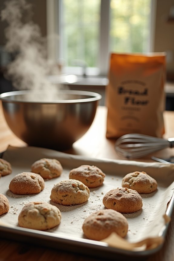 bread flour yields chewier denser cookies