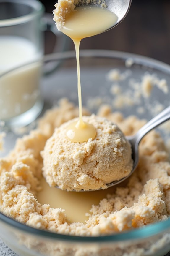 gradually add liquid rest knead