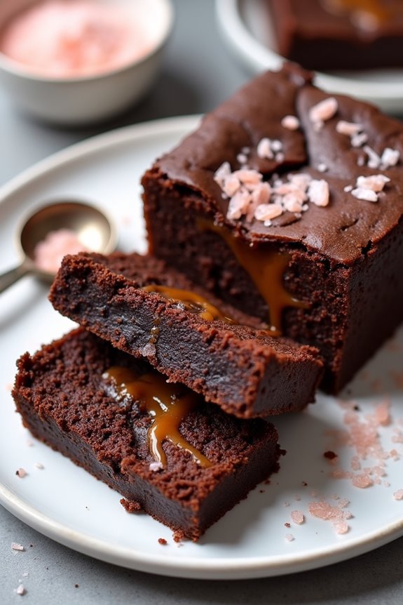 himalayan pink salt enhances caramel brownies