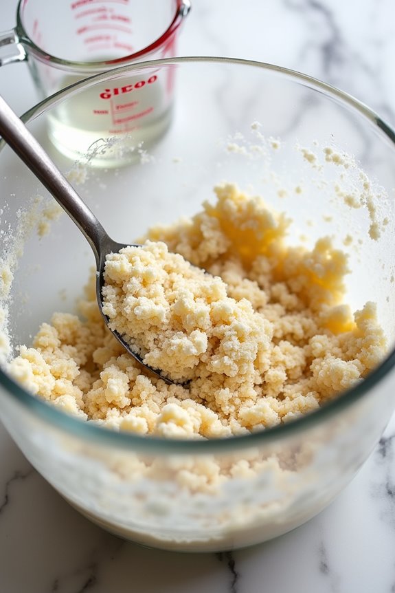 insufficient liquid crumbly dough