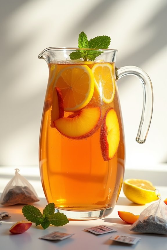 peach green tea with mint